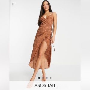ASOS DESIGN Tall polka dot cami wrap maxi dress